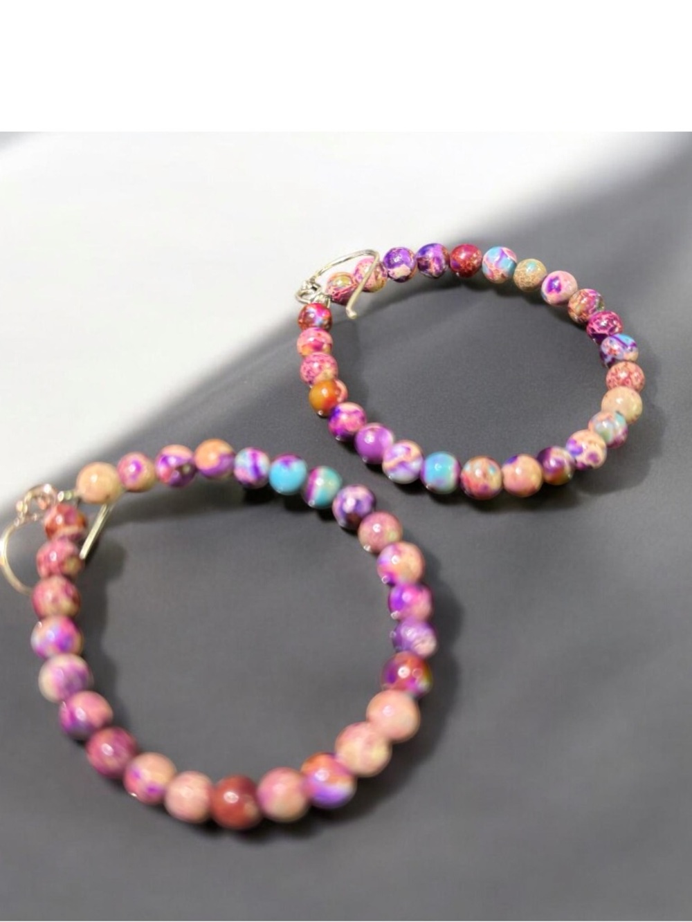 Purple Sea Cinnamon Jasper 925 Sterling Silver Hoop Earrings